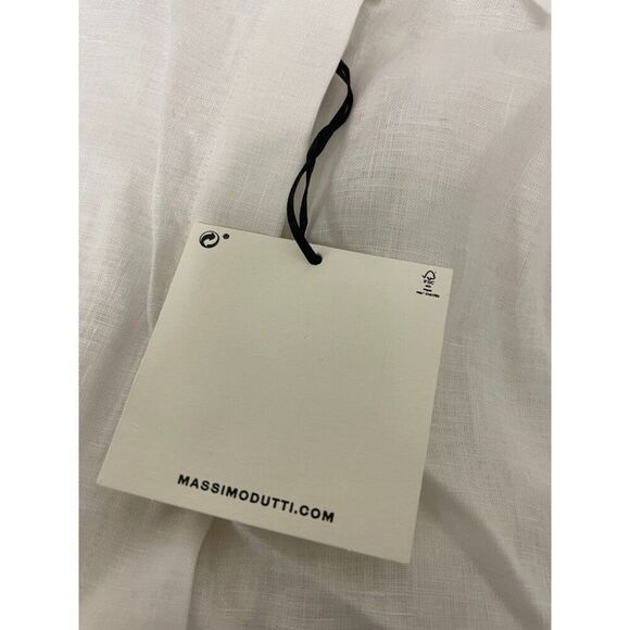 Massimo Dutti Womens Button Up Shirt S Small White Lined Oversized 9418/952 NWT - Picture 7 of 14